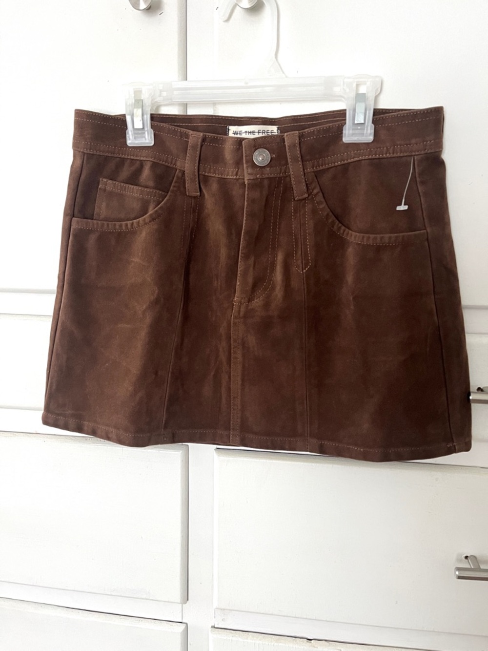 Free People Light Side brown vegan suede mini skirt size 2 - Picture 6 of 13